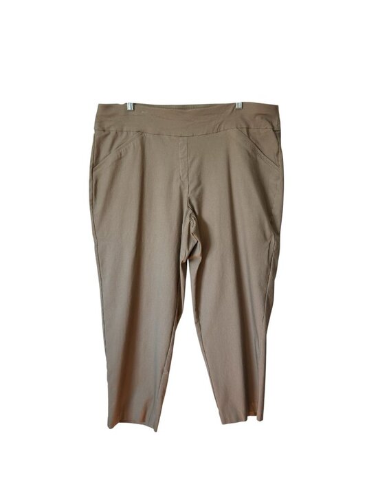 Alfred Dunner Pants - Alfred Dunner Womens Plus-Size 20W Cropped Stretch Pants In Taupe Brown